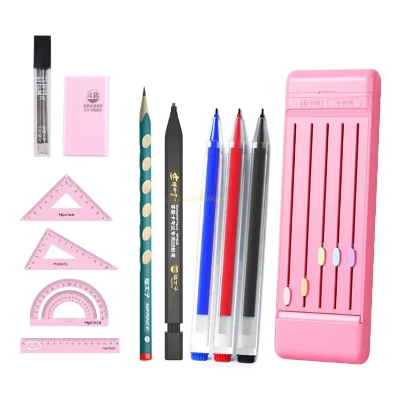

Nolvety Stationery Kit Includes Gel Pen Mechanical Pencils Eraser Ruler Compact ABS Pen for CASE for Student Kid School