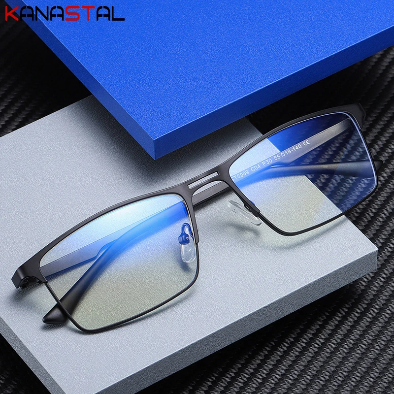 Men Reading Glasses Blue Light Blocking Prescription Glasses Male Optics Lesnes Myopia Presbyopic Metal Eyeglasses Frame myopia eyeglasses
