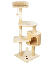  Soft Plush Cloth Cat's House Four Layers Cat Tree Furniture Wooden Cat Tower Have Scratching Post Funny Cats Toy Climbing Frame 