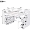Full-size loft bed frame with stairs and desk, suitable for children, teens and adults - white 2