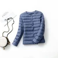 2024 New Women Liner Duck Down Jacket O-neck Variable V-neck Female Fall Spring Autume Collarless Light Quilted Puffer Coat 2