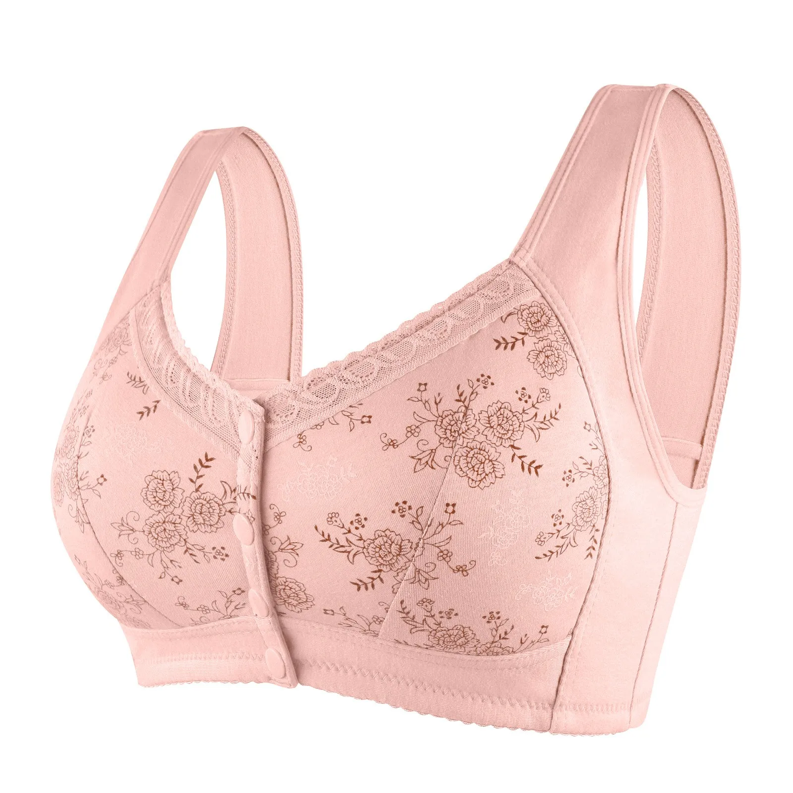 Mother Front Open Buckle Bra Underwear Brassiere Large Size Bra Without Steel Ring Thin Section Vest Type Mom breathable Brassie 1