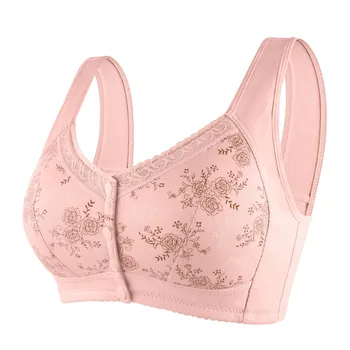 Mother Front Open Buckle Bra Underwear Brassiere Large Size Bra Without Steel Ring Thin Section Vest Type Mom breathable Brassie 1