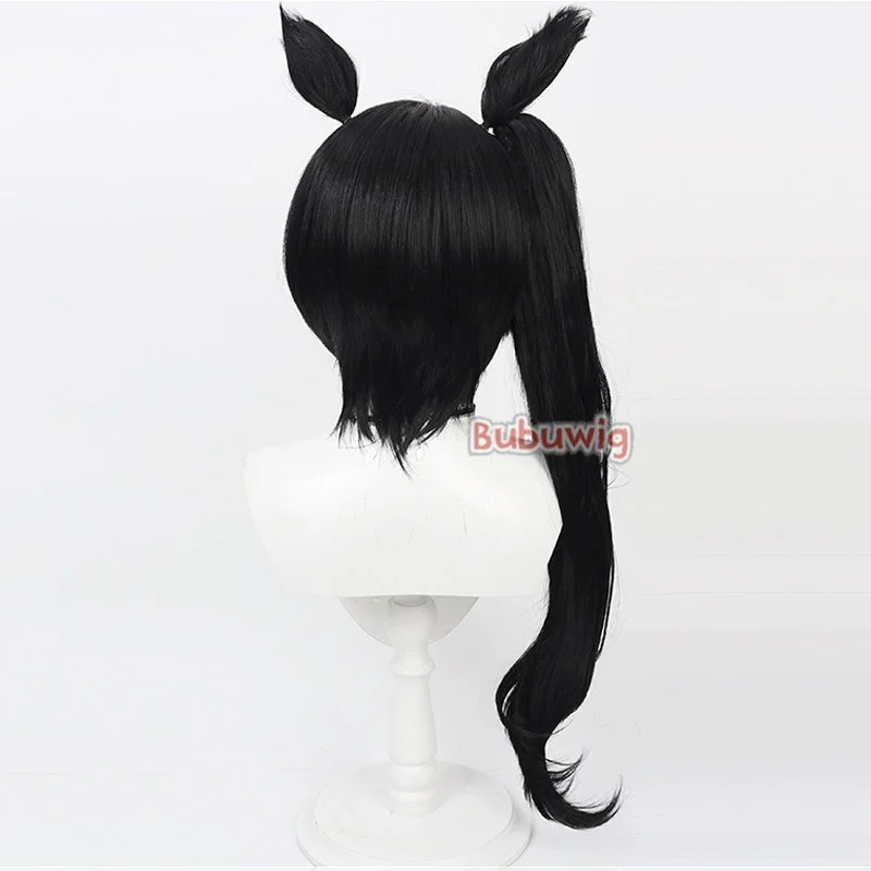 Bubuwig 합성 헤어 사토노 크라운 코스프레 가발 우마 무스메: 프리티 더비 사토노 크라운 75cm 블랙 포니테일 가발 내열성