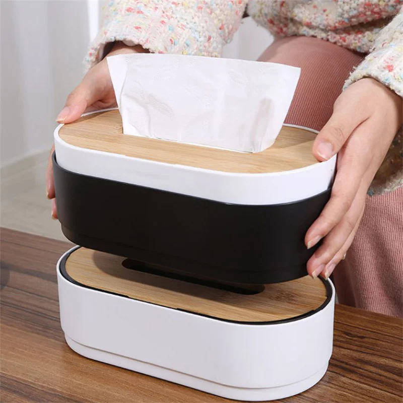 Tissue Box Holder Bamboo Cover Toilet Paper Box Napkin Holder Case Tissue Paper Dispenser Towel Storage Boxes