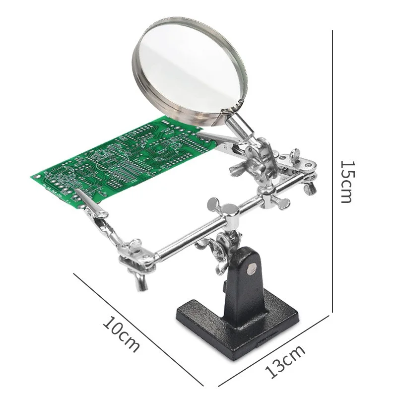 Soldering Station with Magnifying Glass and Auxiliary Clamp