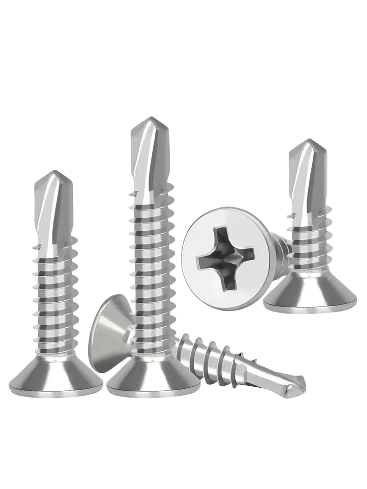 50PCS #8 M4.2 410 Sheet Metal Self-Tapping Screws 410 Stainless Steel Flat Head High-Strength Quick Self-Drilling Screws 50PCS #8 M4.2 410 Sheet Metal Self-Tapping Screws 410 Stainless Steel Flat Head High-Strength Quick Self-Drilling Screws