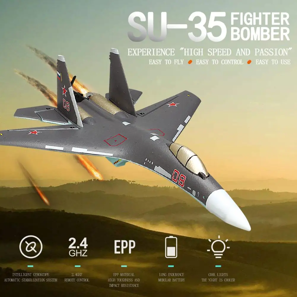 52.5cm SU-35 rc avião 2.4g com luzes led 6d invertido vôo acrobacias  grandes aeronaves de controle remoto planador avião epp espuma brinquedos -  AliExpress