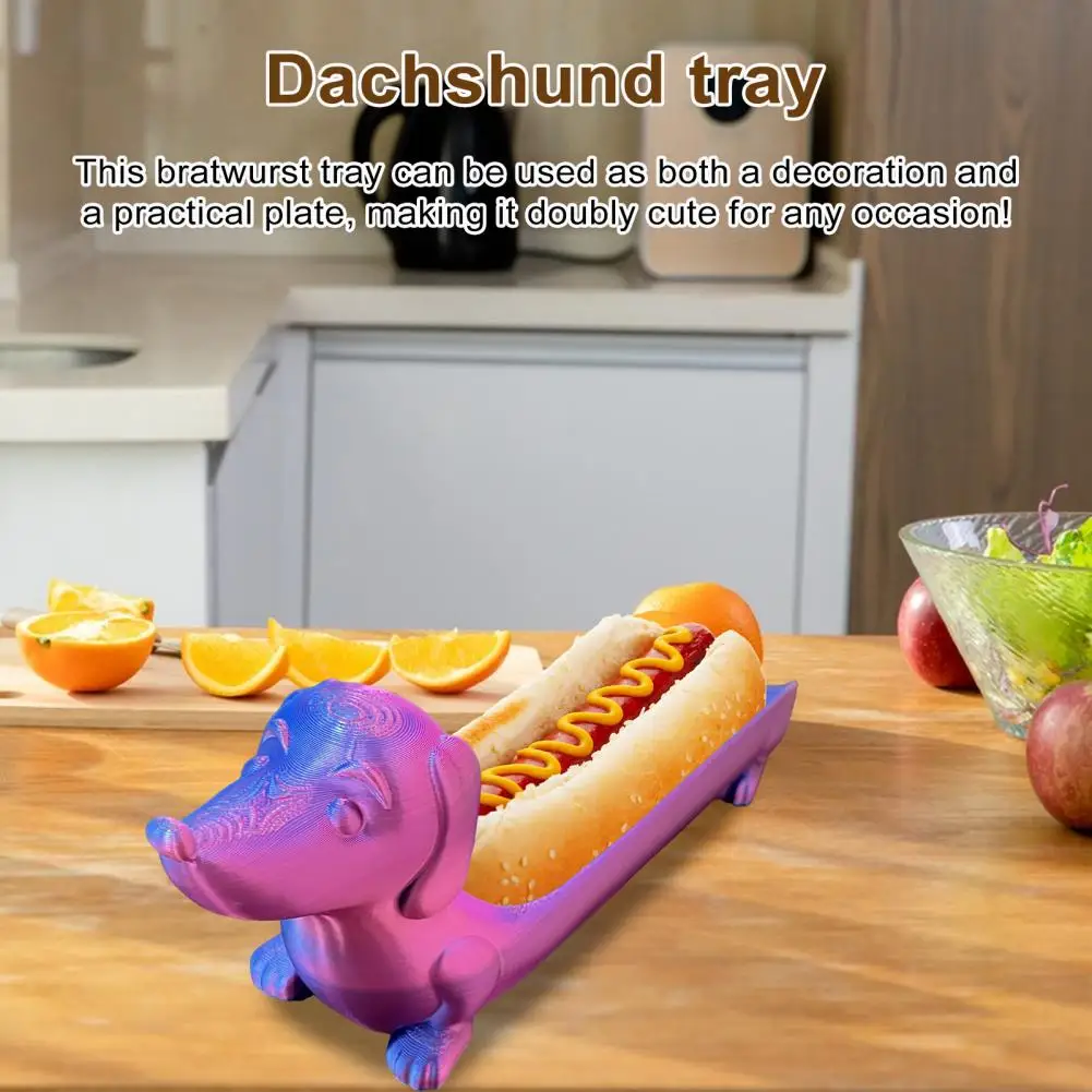 Dachshund Dog Tray for Home Decor Cute Hot Dog Dish 3D Printed Sausage Plate for Sandwiches Snacks Gift Dachshund Lovers
