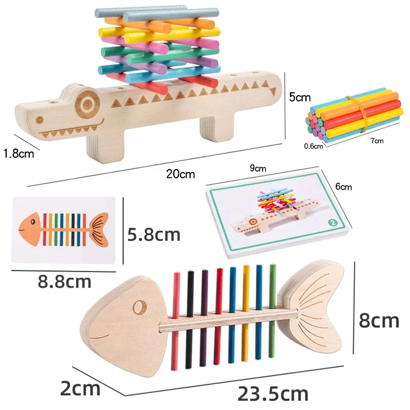 Montessori Color Matching Sensory Toys Wooden Balance Stick Fine Training Game Puzzle Toy For Boys Girls Birthday Christmas Gift 6