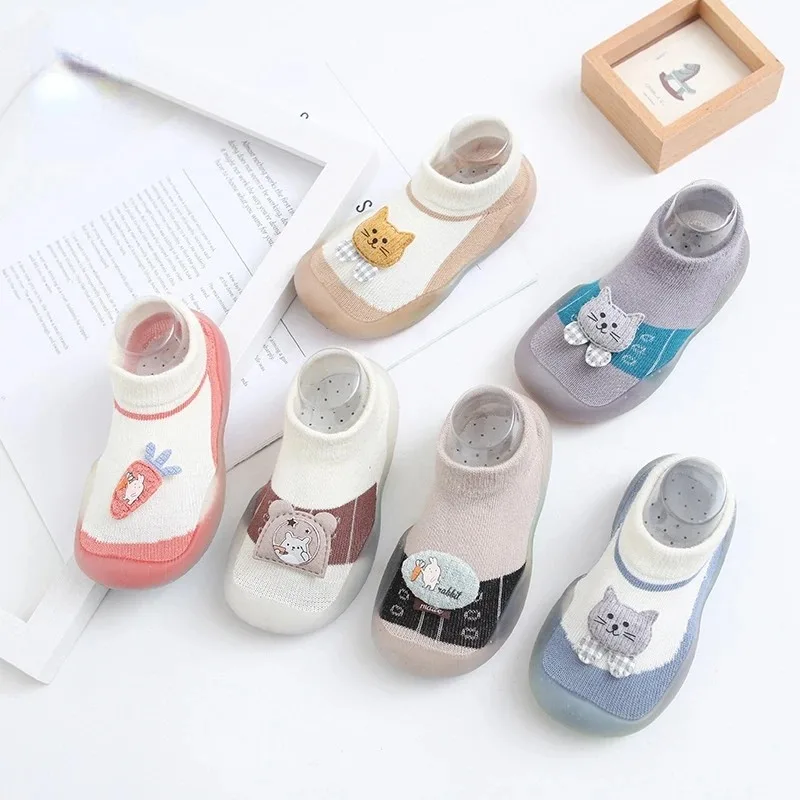 Spring Autumn Infant Toddler First Walker Baby Girls Boys Non-Skid Animals Sock Shoes Cotton Lightweight Slip-on Sneakers