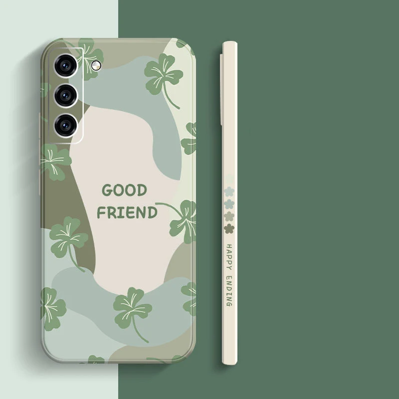 Whimsical Cartoon Floral Silicone Square Phone Case Cover
