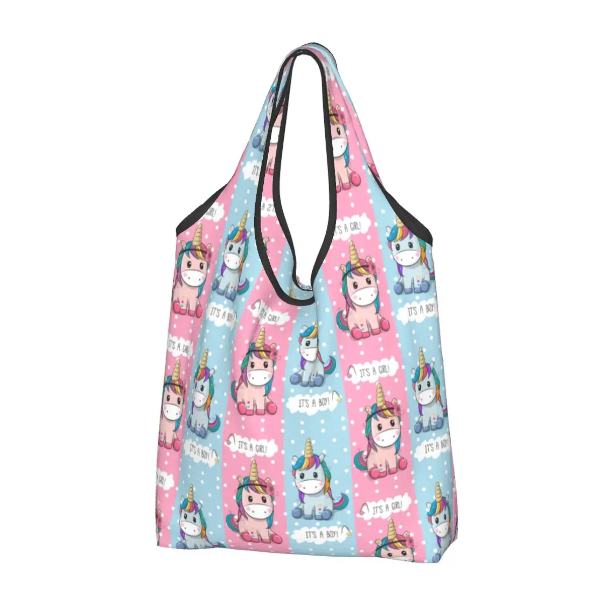 

Reusable Two Cute Unicorns With Dots Shopping Bag Women Tote Bag Portable Grocery Shopper Bags