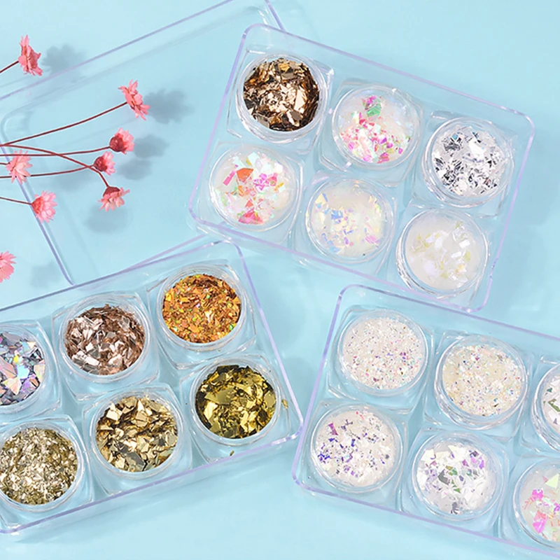 

Women Nail Care Nail Art Glass Shards New Irregular Gold Foil Tin Foil Symphony Nails Sequins Ladies Nail Accessories