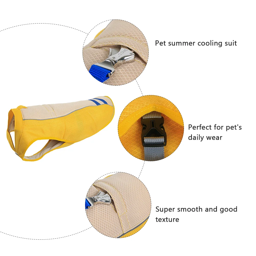 Swamp Cooler Dog Vest Pet Sun Protection Small Clothes Cooling Yellow Polyester Coat
