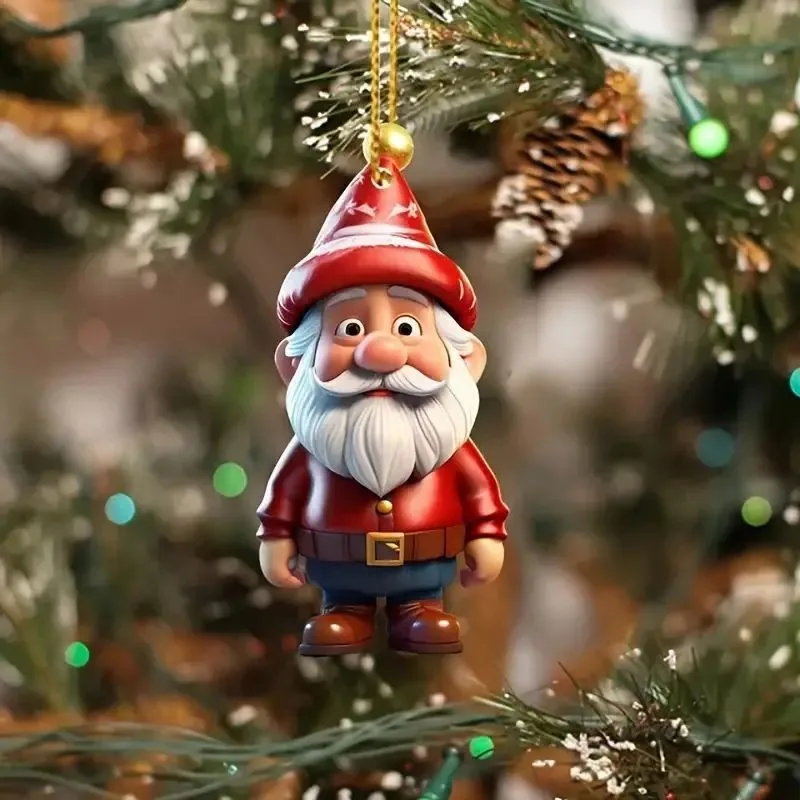 Christmas Decorations Christmas Santa Claus Snowman Boys Girls Pendant Acrylic Flat Xmas Tree Car Decoration Hanging Ornaments