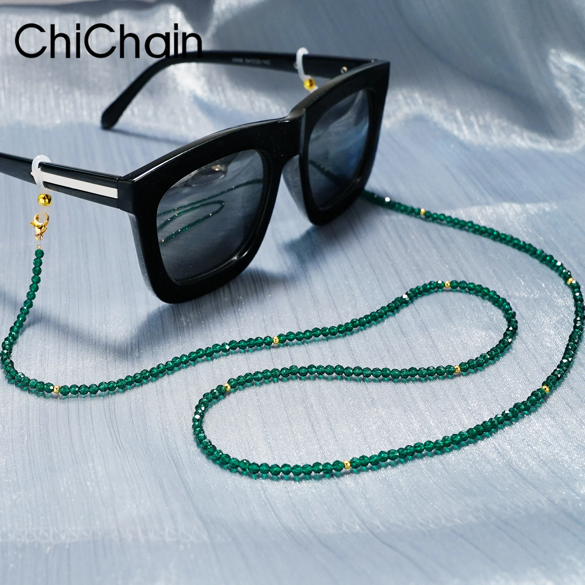 

Eyeglass Chain Necklace for Women- Acrylic Beaded Sunglass Eyewear Lanyard Around on The Neck Handmade Crystal Green Beaded