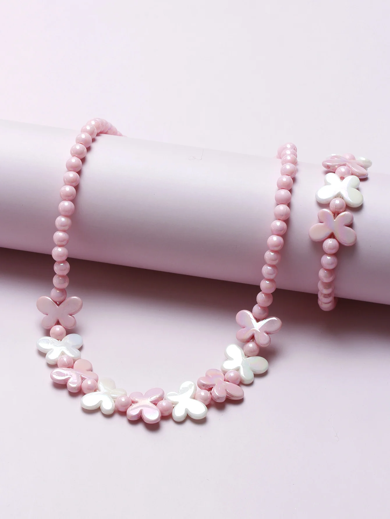 2pcs Girls Butterfly Decorated Jewelry Sets Beaded Necklaces and Bracelets for Daily Wear jewelry sets,jewelry set