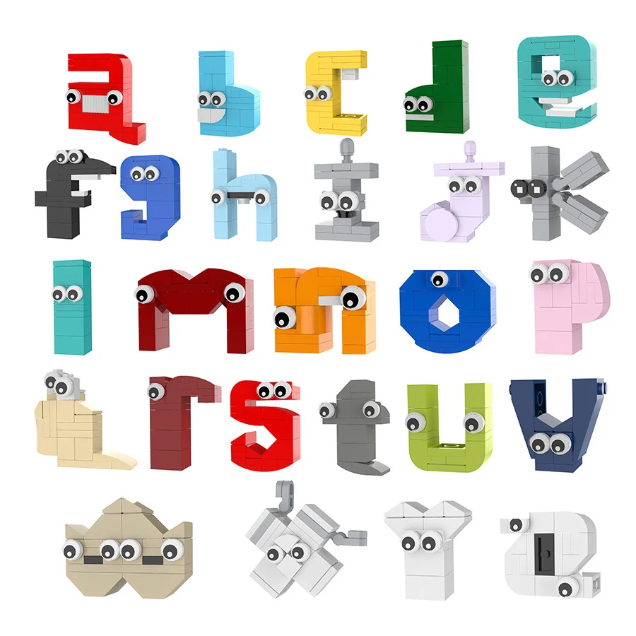 

26 Style Alphabet Building Blocks English Letters Lore Puzzle Alphabet Shape Matching Moc Bricks Montessori Toys for Kids