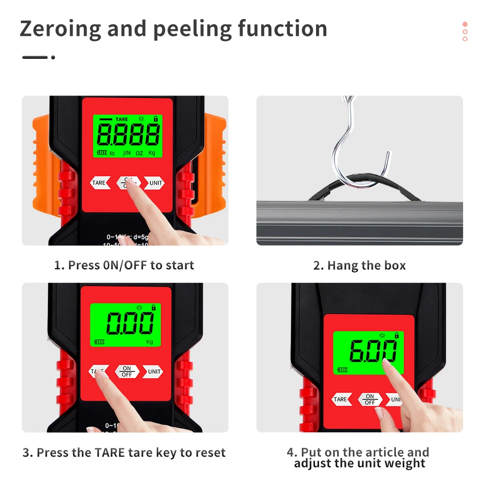 Waterproof Portable Digital Hanging Scale with LCD Display and Built-in Tape Measure