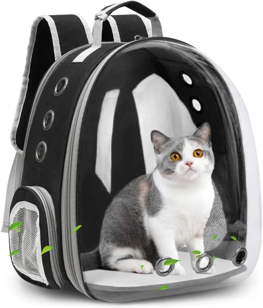 

Cat Backpack Carrier Bubble Expandable Breathable Cat Carrier Dog Carrier Backpack Black