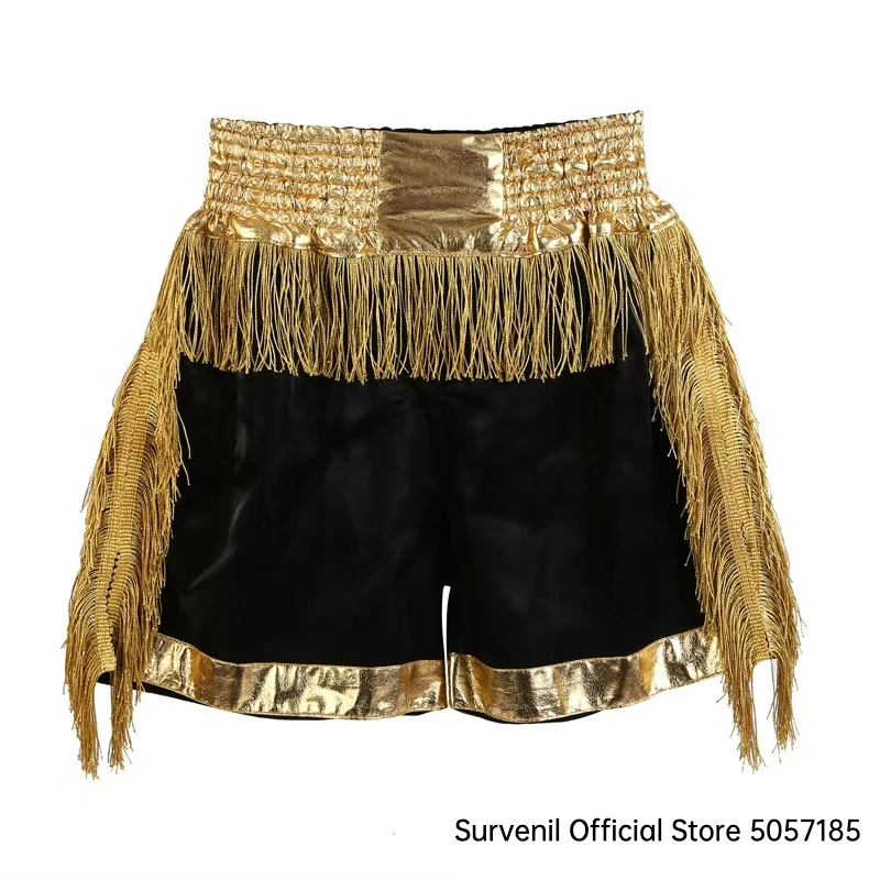 Boxing Shorts High Grade Muay Thai Shorts Men Women Kids Martial Arts MMA Clothes Gold Silver Tassels Fighting Kickboxing mma shorts