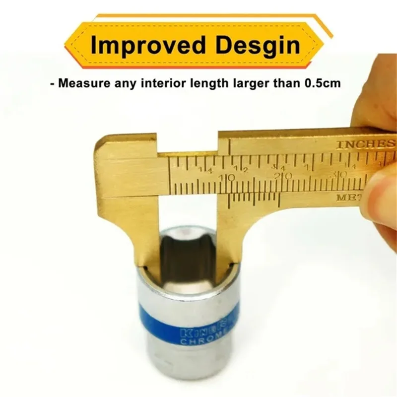 Description Picture 5 of itemBrass Vernier Caliper Gauge Double Scales Mm/inch 100mm Pocket Ruler Micrometer Sliding Gauge Ruler Measuring Tool
