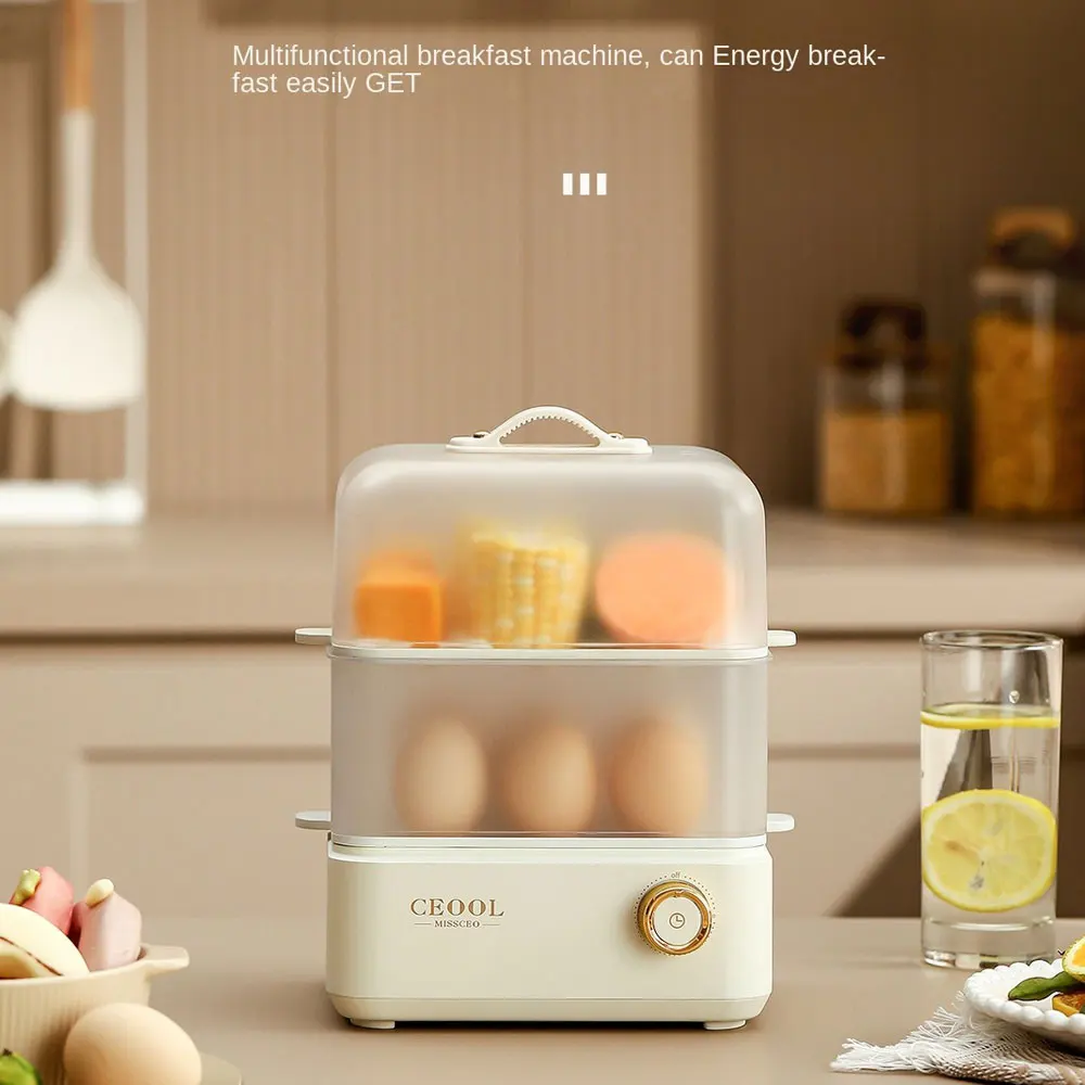 Egg Boiler Multifunction Double Electric Egg Cooker Steamer Corn Milk Steamed Rapid Layers Breakfast Cooking Appliances Kitchen