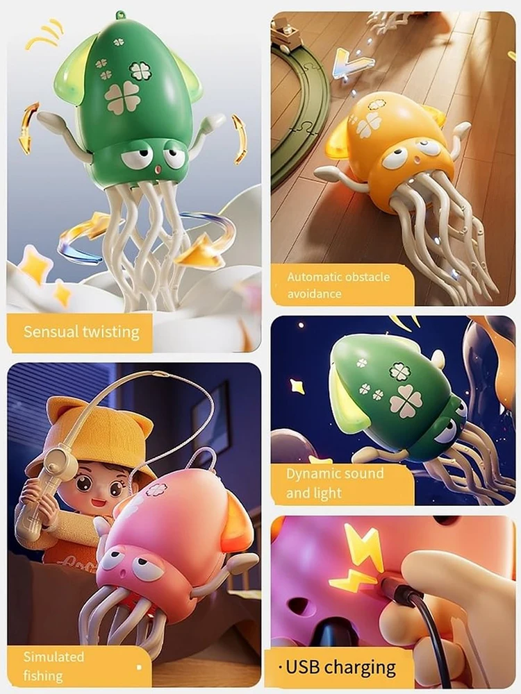 ABS Electronic Dancing Squid Toy with Light and Music
