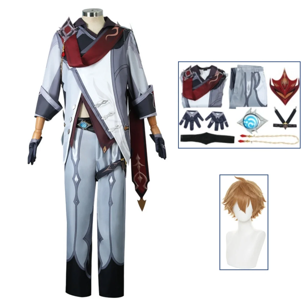 Juego Anime Genshin Impact Tartaglia Disfraz Cosplay Marvel Uniforme Fiesta de Halloween Disfraz de actuación Conjunto completo