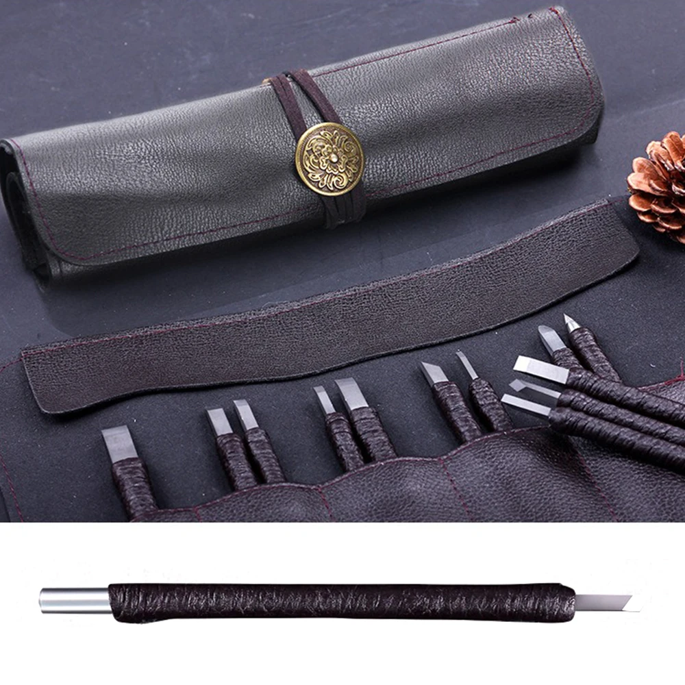 Carving Chisels Tungsten Steel Carving Chisel Set 10pcs Professional Engraving Tools for Stone/Wood/Metal Durable Stone Seal Cutting Blades Kit