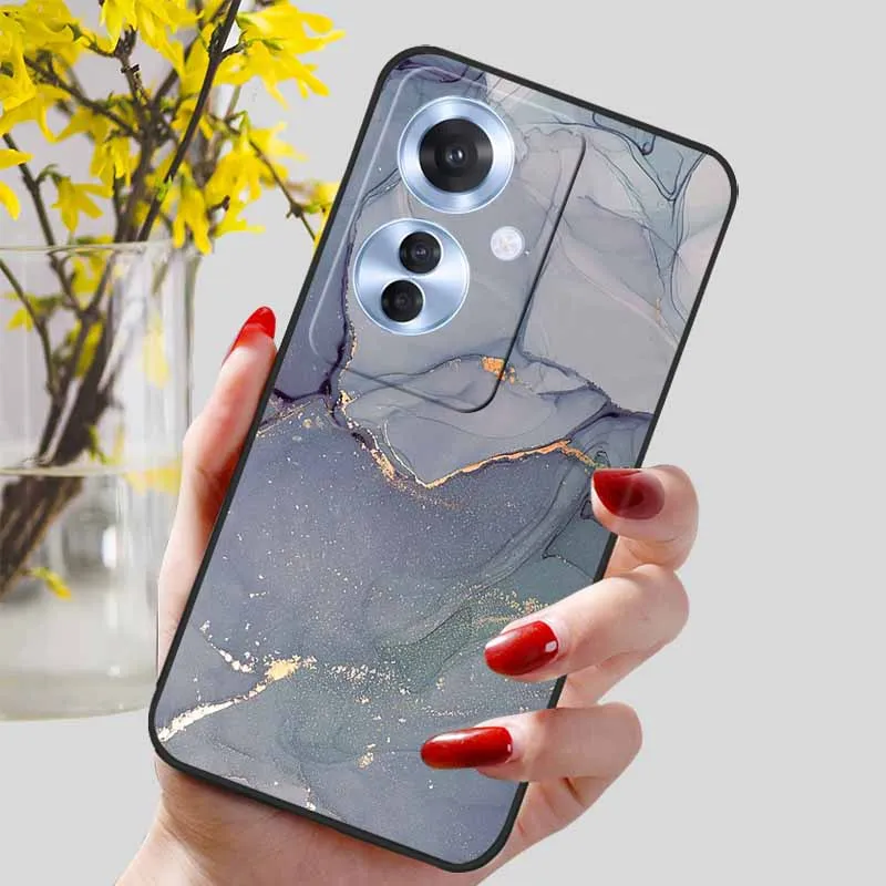 Black Marble Print Silicone Phone Cover - Fashionable Protective Shell and Soft TPU Case