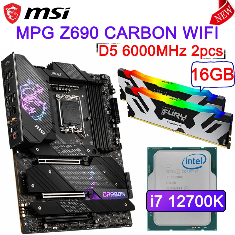 Intel I7 12700k Cpu + Msi Mpg Z690 Carbon Wifi D5 Motherboard + Ddr5  6000mhz 16gb*2pcs 32gb Rgb Lga1700 Crossfire Mainboard New - Motherboards -  AliExpress