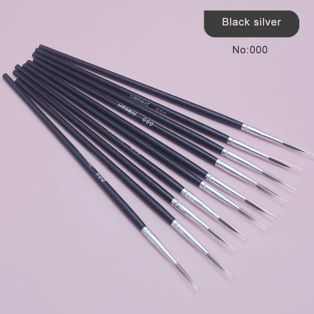 10-Piece Premium Hand-Painted Fine Line Brush Set with Short Wooden Handles - Nylon Bristles Art Supplies