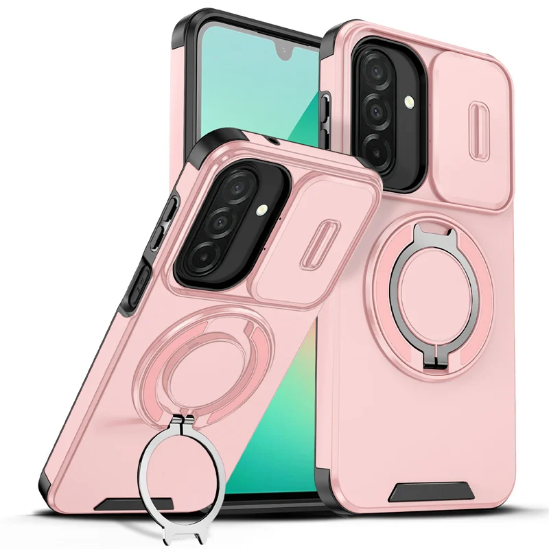 Luxury Magnetic Bracket Armor Phone Case with Slide Camera Protection