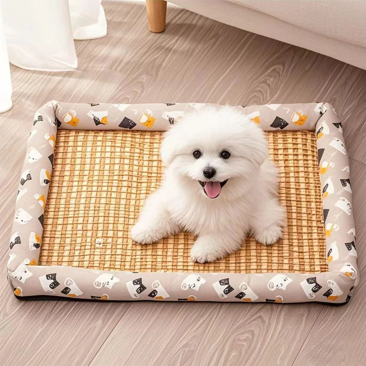 Square Summer Cooling Sleeping Dog Bed for Large Dog Cushion Spring Breathable Antislip Cat Bed bamboo Cat Mat Pet Bed for Dog