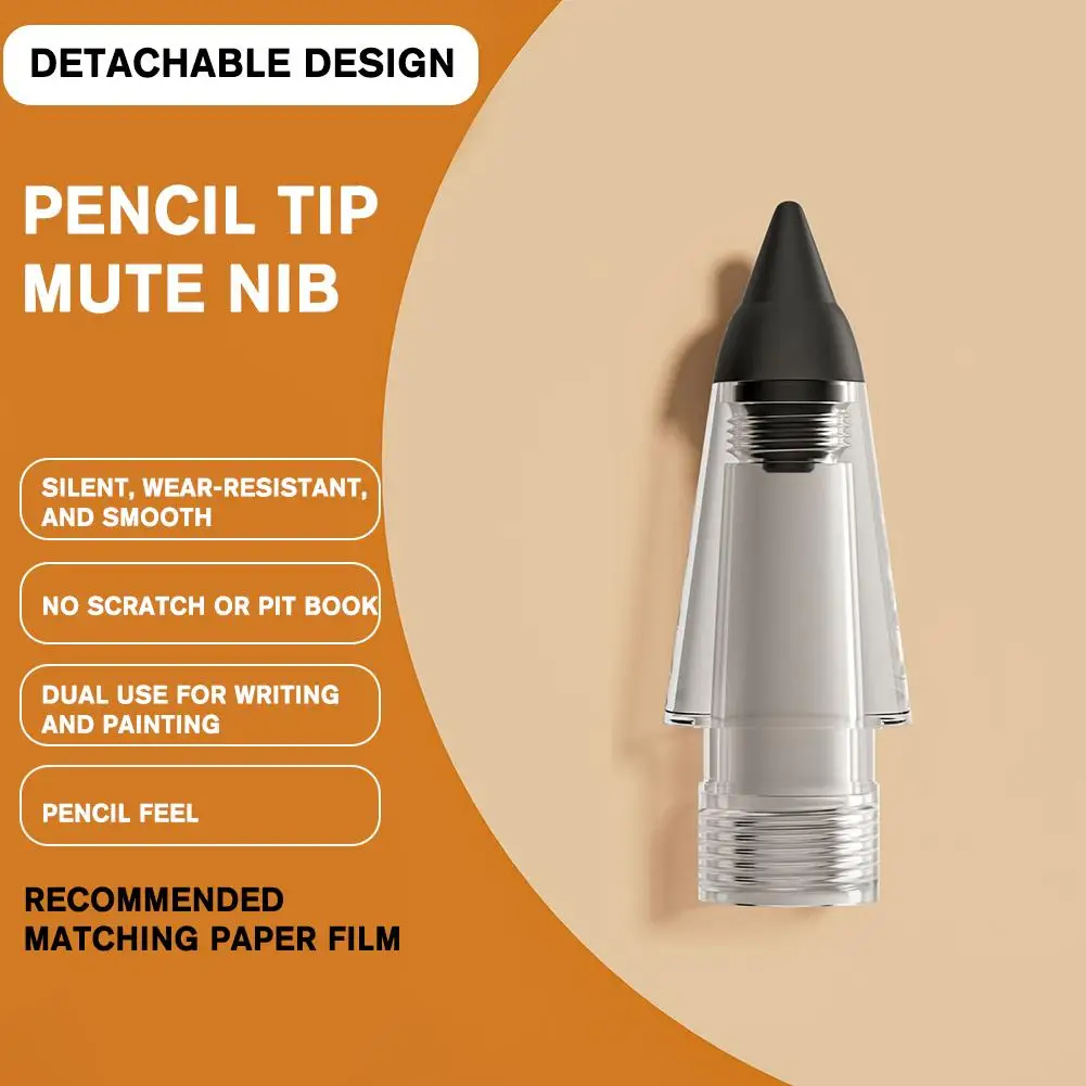 

Pencil Tip Mute Nib Silent Writing For Pencil 2 1 Detachable Replacement Stylus Pens Tip Nib Black Transparent Spare K1o0