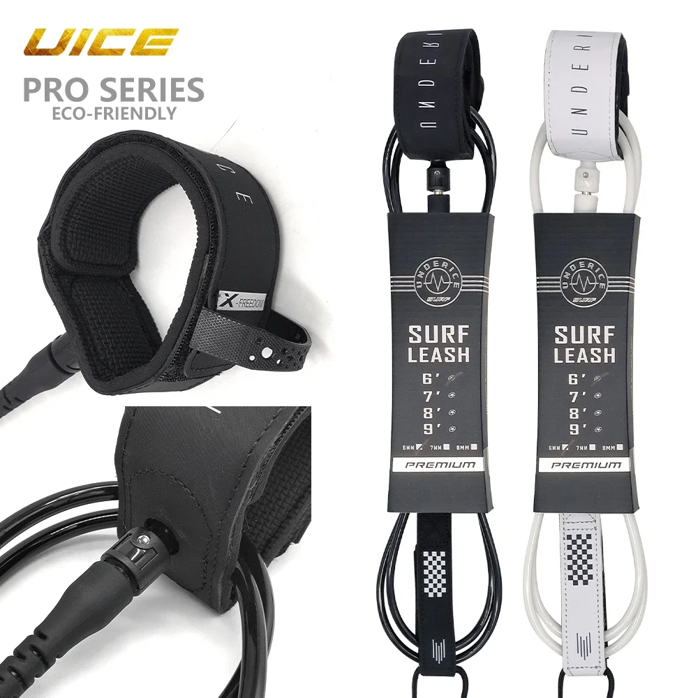 Surf Rope SUP Board PRO SERIES Surfboard Leash 7mm6-9FT Non-Slip Upgrade TPU Double Stainless Swivel Surfing Foot Rope