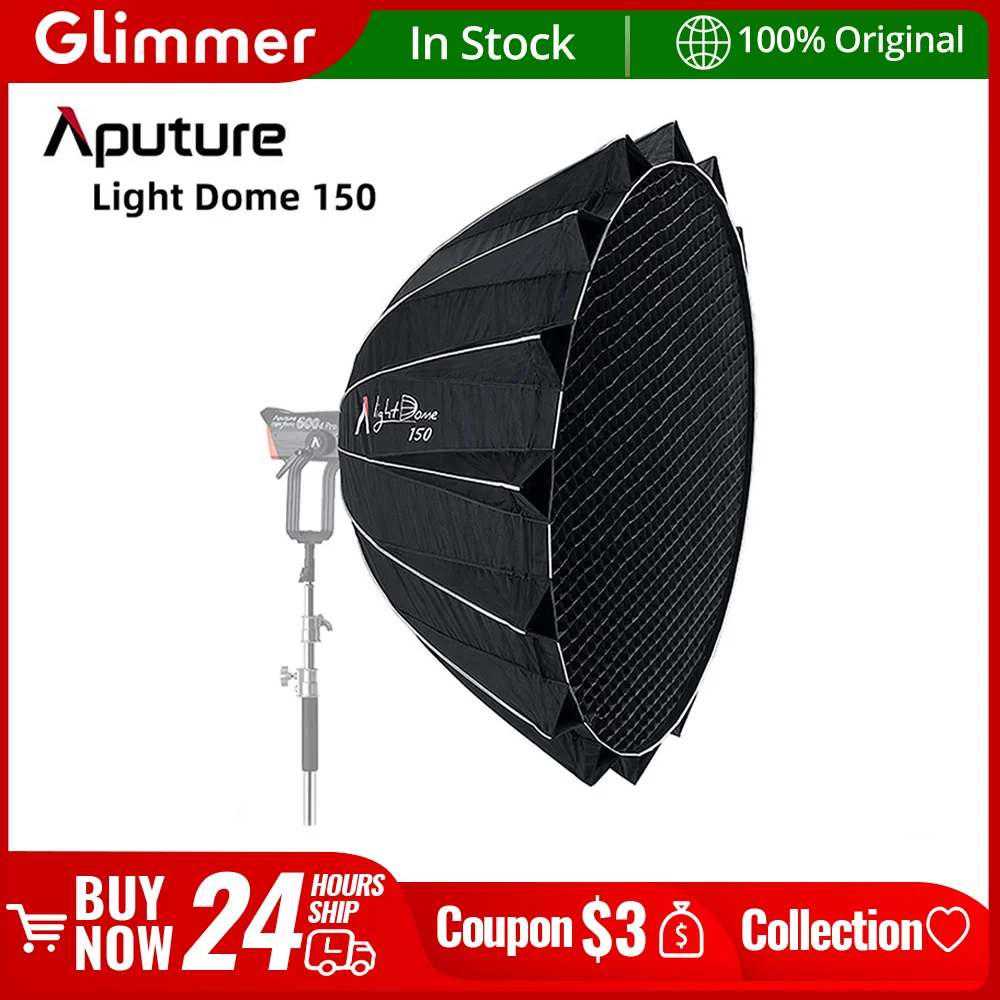 Aputure Light Dome 150 소프트 박스, Aputure 600d Pro 및 기타 Bowen-S 마운트 조명용 딥 포물선 퀵릴리즈 소프트 박스, 59 인치