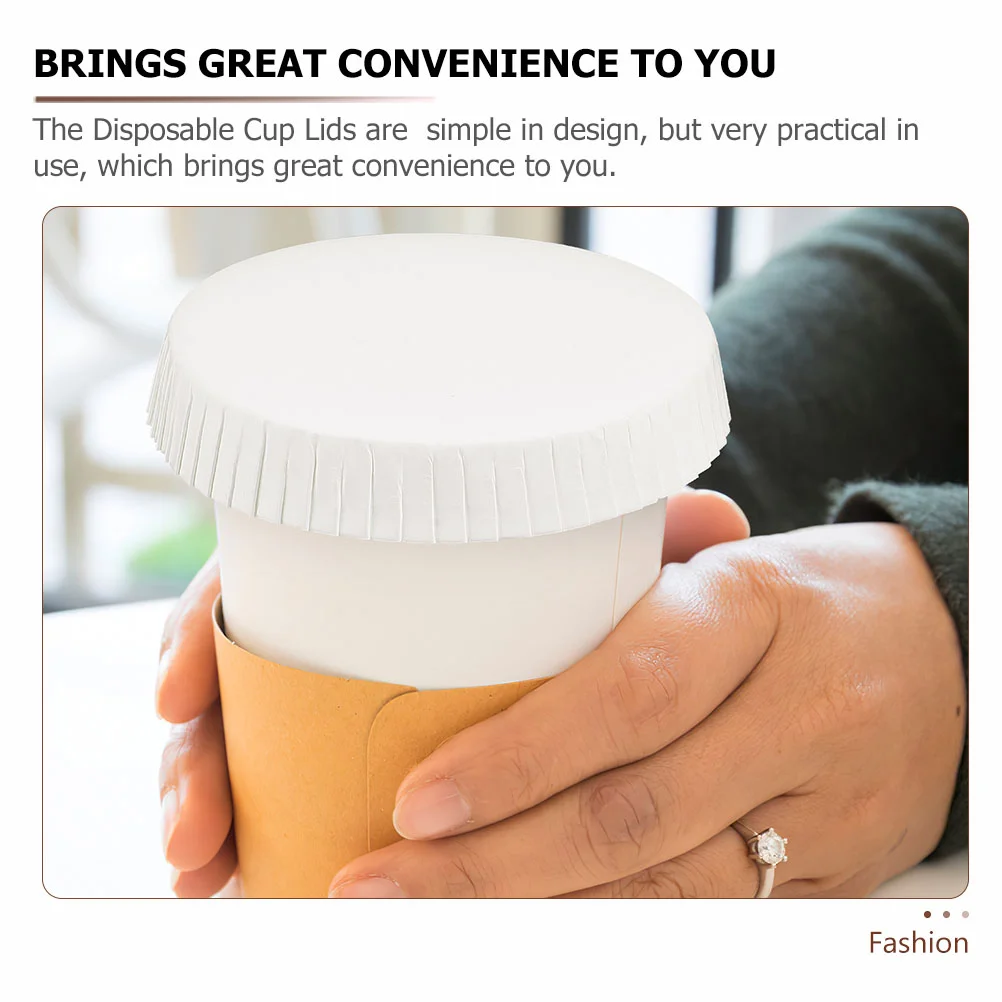 50 Pcs Disposable Paper Cup Lids for Tea Cups Kitchen Dining Bar Single Use Drink Covers Premium Paper Material Stackable Design