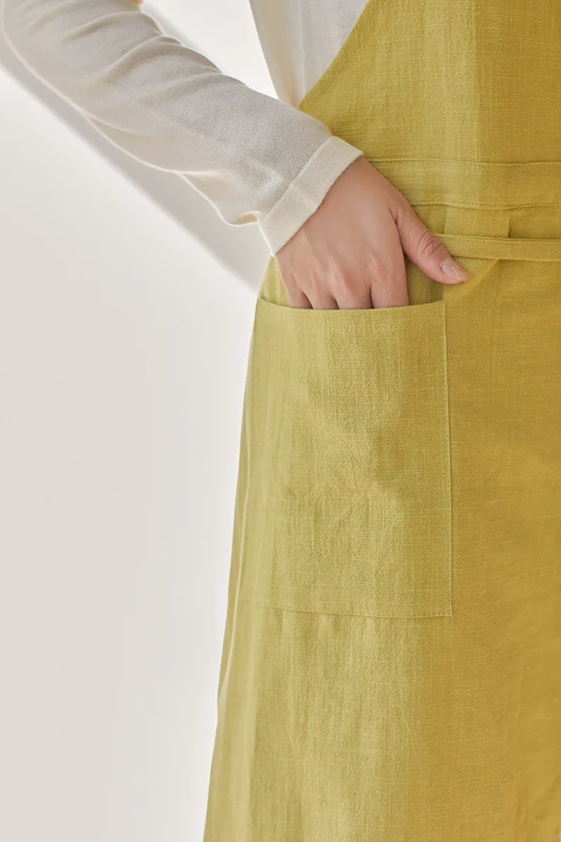 Schürze mit individuellem Logo, geteilter Saum, atmungsaktives Leinen, Backen, Arbeitskleidung, Unisex, geteilte Vorderschürze, individuelle Stickerei, Café-Bäckerei – Detail 16
