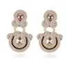 Ethnic Handmade Earrings Soutache Jewelry Pendant Earring for women brown white Crystal exaggerated Large Earring Trendy Gift 1