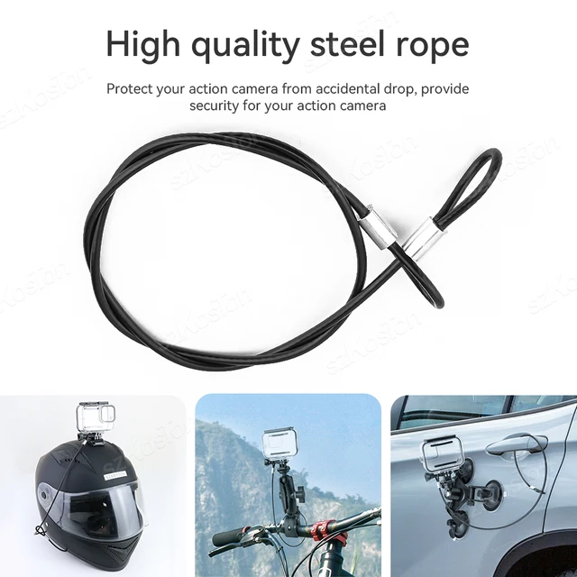 Lanière noire en acier inoxydable pour accessoires GoPro, 60CM, pour Go Pro 13 12 11 10 9 8 Insta360 X4 DJI OSMO Action 4, caméra 5