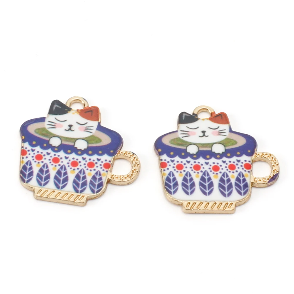 Enamel Light Bulb Charm: Cat In Boat Pendants (2 Pieces