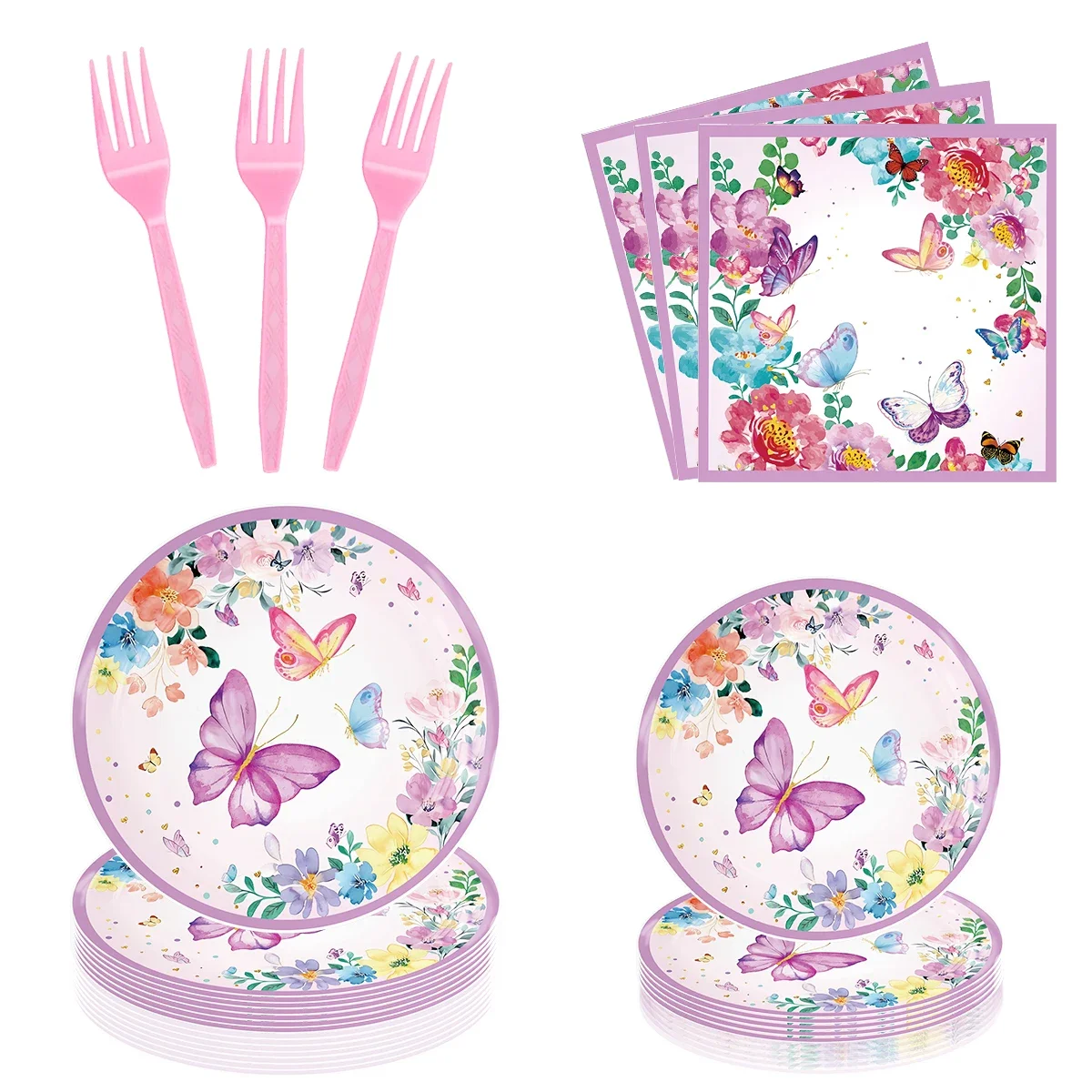 

Disney New Movie Butterfly Theme Birthday Party Decorations Baby Shower Events Decor Paper Plates Cups Napkins Tablecloths