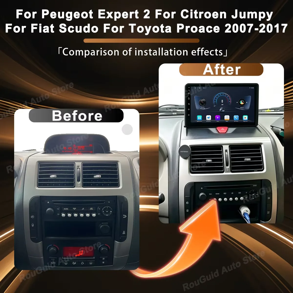 Radio para Auto Android 16 con Carplay para Peugeot Expert 2, Citroen Jumpy, Fiat Scudo y Toyota Proace 2007 - 2017, Navegación GPS 2