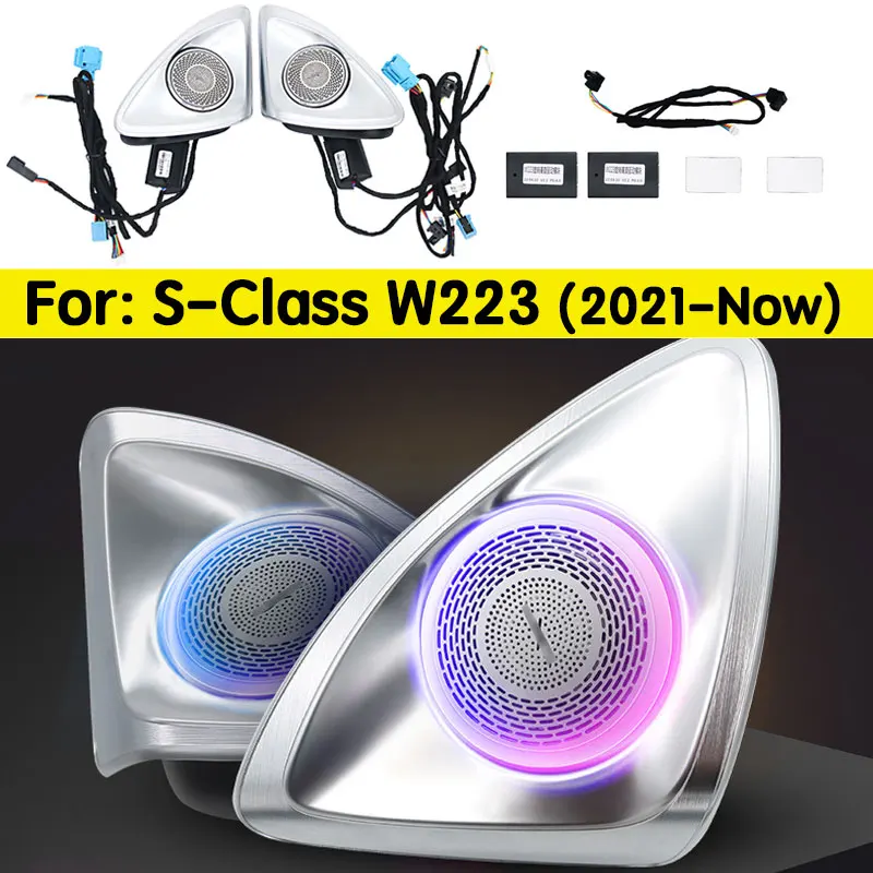 

For Mercedes Benz W223 4D Rotating Tweeter Speaker 64 Colors S-Class 2021+ Treble Horn Refit Upgraded Sync with Ambient Lights