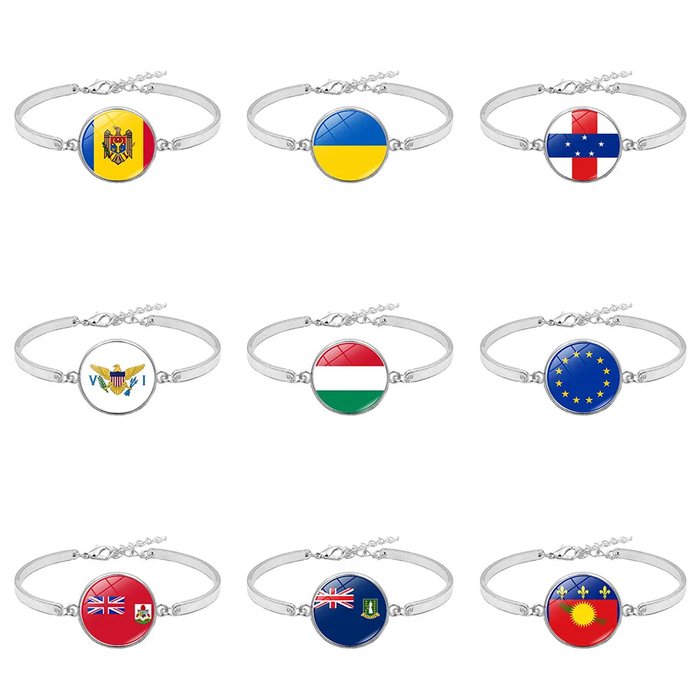 

Европейский союз, Украины, Антильских островов, Венгрия, молдовские Виргинские острова, Национальный флаг браслет со вставками стекла кабо...