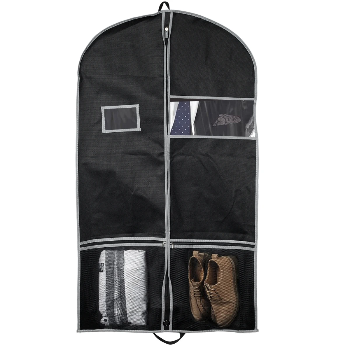 

Garment Bag 43 Inch Large Capacity Suit Cover Bags Breathable Suit Hanging Covers with 2 Large Mesh Pockets Portable Foldable