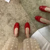 Retro Ultra-soft Women Shoe Spring Bow Red Flat Sole Single  Leisure Comfortable Leather Shoe New Ballet Shoe Zapatos Mujer 3